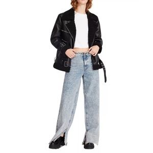 Steve Madden Quinn Sherpa Lined Faux Leather Moto Jacket